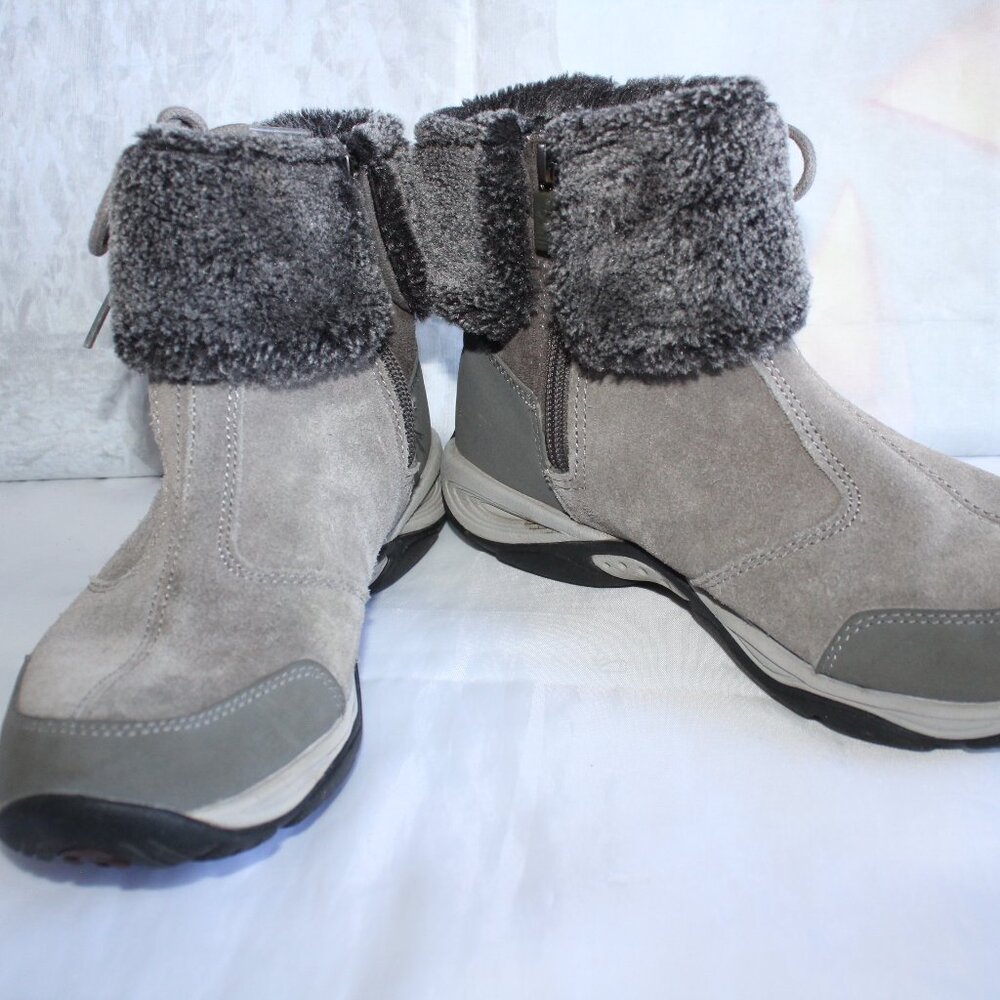 Easy Spirit Women Grey Elementa Suede Fur Ankle Booties Size US 6M